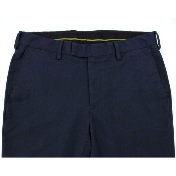 Louis Raphael Luxe Pants Mens 34x32 Navy Blue Wool Poly Stretch Trouser Slim Fit - Picture 5 of 13